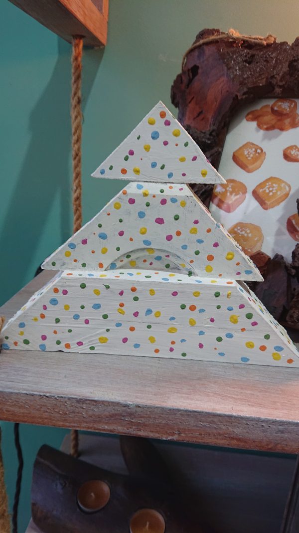 Repurposed wood Christmas tree decoration