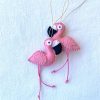 Pink Flamingo ornaments from Cyprus. Felt flamingo.