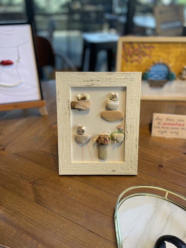 Framed Pebble Art “The World Of Flowers” - Image 13