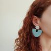 Beige And Turquoise Statement Polymer Clay Earrings - Image 3