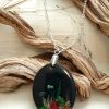 Pendant With Flowers - black