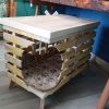 Two-tier rustic style, recycled wood cat bed - Image 2