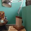 Industrial style work lamp on handmade stand with carry handle - Image 5