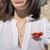 Hand Painted Pebble Necklace "Poppies"