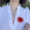 Hand Painted Pebble Necklace "Poppies" - Image 4