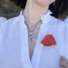 Hand Painted Pebble Necklace "Poppies" - Image 3