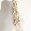 Gold Keshi Pearl Dangle Earrings - Image 2