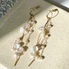 Gold Keshi Pearl Dangle Earrings - Image 3