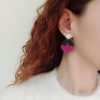 Off-white, black and purple statement polymer clay earrings - Image 3