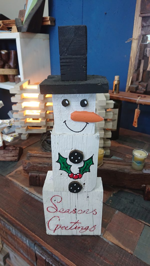 Large block snowman Christmas decoration
