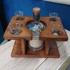 Handmade single bottle/ 4 shot glass display piece - Image 9