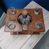Handmade single bottle/ 4 shot glass display piece - Image 4