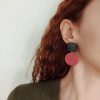 Glitter black and rose square and circle earrings