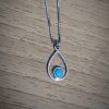 Silver turquoise drop pendant in silver square chain - Image 2