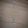 Silver turquoise drop pendant in silver square chain - Image 3