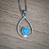 Silver turquoise drop pendant in silver square chain - Image 4