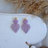 Lilac heart dangle earrings - Image 3
