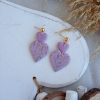 Lilac heart dangle earrings