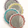 the "Let me be a kid" coasters // multicoloured handcrafted crochet coasters set of 4 - whole set 1