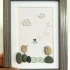 Seaglass Artwork with Birds and Clouds