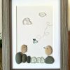 Seaglass Artwork with Birds and Clouds