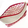 Handmade Spring Summer Clutch Bag – Beige and Red Zipped Pouch With Wristlet - Image 3
