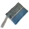 Handmade Spring Summer Clutch Bag – Green and Blue Zipped Pouch With Wristlet