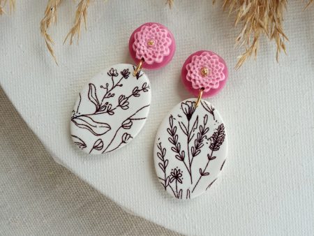 Floral poymer clay earrings