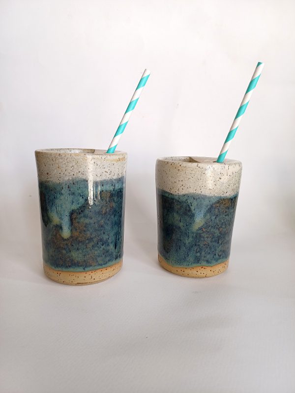 Handmade Ceramic Cup with straw holder