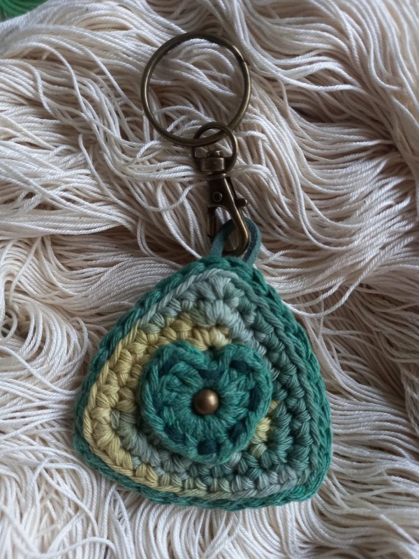 Crochet Heart Keychain, keyring!