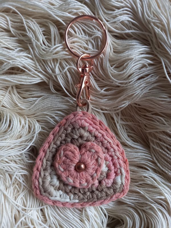 Crochet Heart Keychain, keyring!