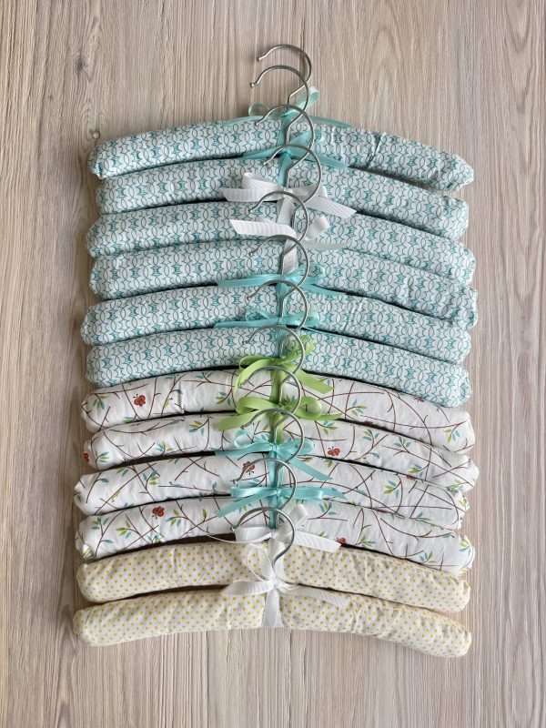 Handmade Kids Padded Hangers - Soft Fabric Baby Clothes Hangers with Bows - Nursery Closet Organizer - Baby Shower Gift Idea