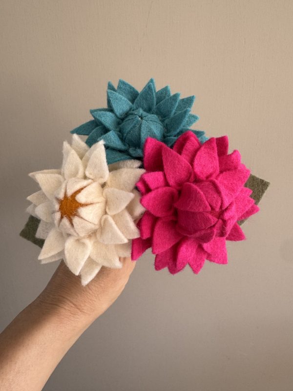 Elegant Handmade Felt Dahlia - 3 colours available