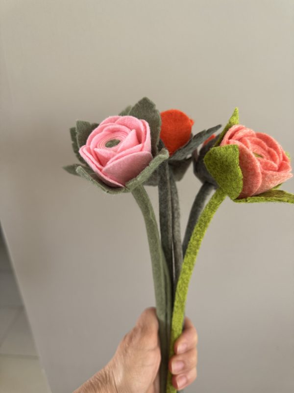 Handmade Felt Rose - 3 colours available - Image 5