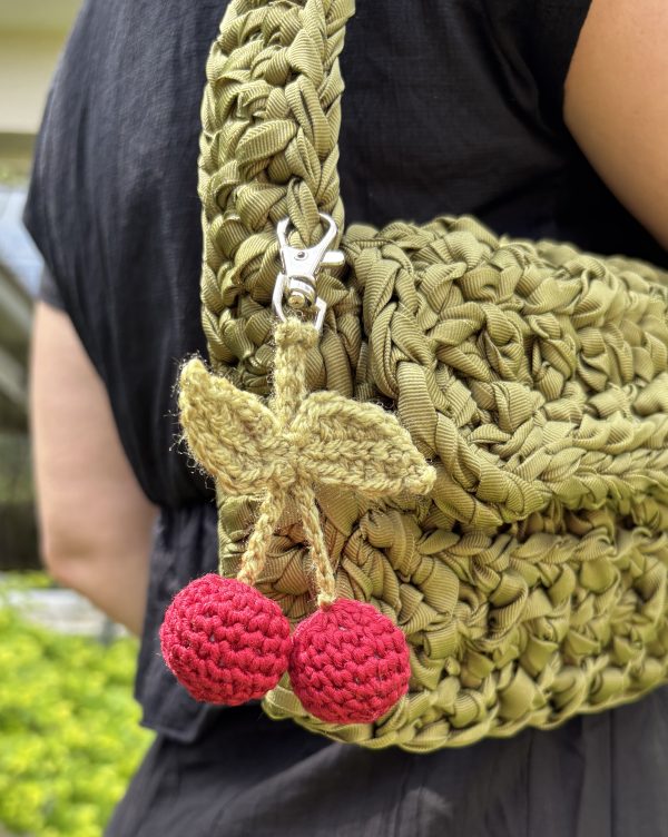 Eye-Catching crochet Cherries Handbag Charm – Add a Stunning, Super Cute Accessory to Your Bag! - Image 2
