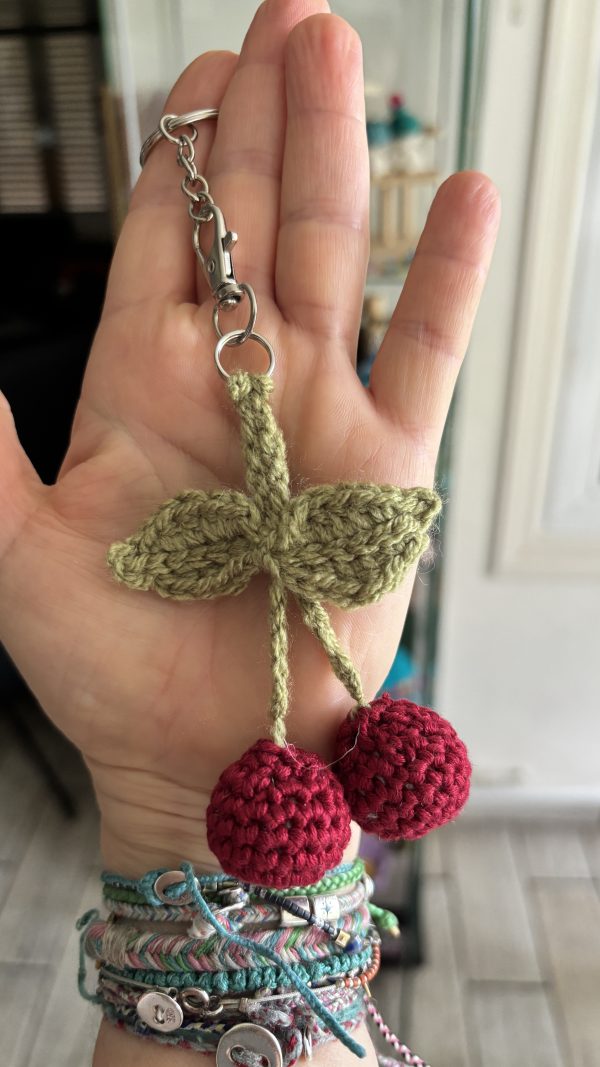Eye-Catching crochet Cherries Handbag Charm – Add a Stunning, Super Cute Accessory to Your Bag! - Image 5