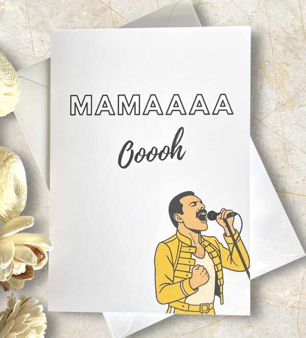 Funny Mother’s Day Card | “Mamaaa Oooh” Freddie Mercury Singing Card | Queen Inspired | Card for Mom